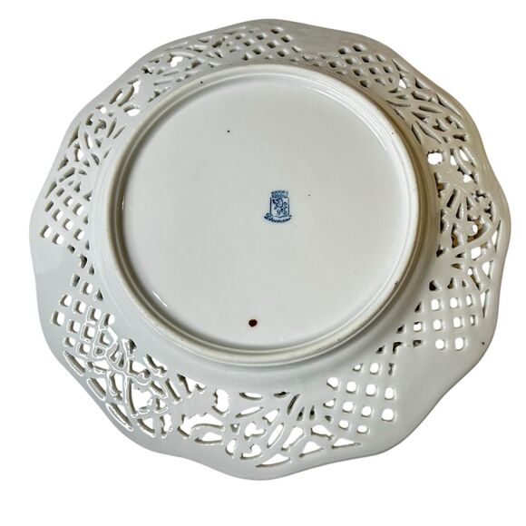 Schumann Dresden Bouquet Pierced Wall Plate 8" Germany Vintage Fine Porcelain - Picture 6 of 8